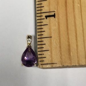 14ky pear shape amethyst and diamond pendant